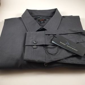 Marc Anthony dark gray check button down shirt